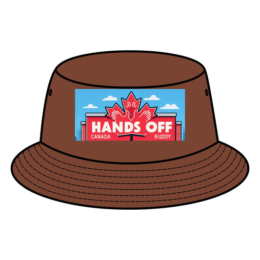 'Hands Off Buddy' Bucket Hat – Fun design perfect for summer adventures, crafted from soft, durable cotton.