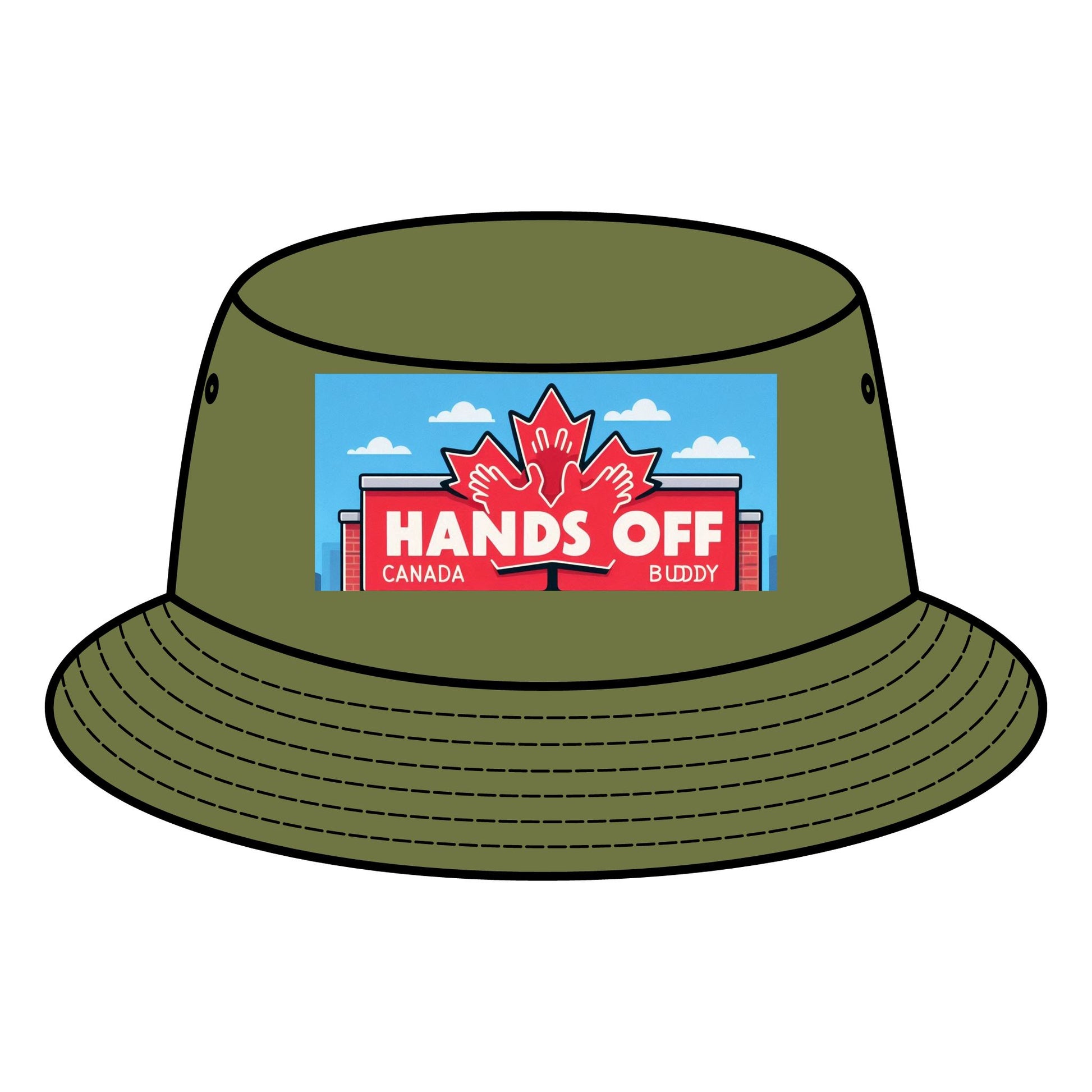 'Hands Off Buddy' Bucket Hat – Fun design and perfect sun protection for summer adventures and vibrant festivals.