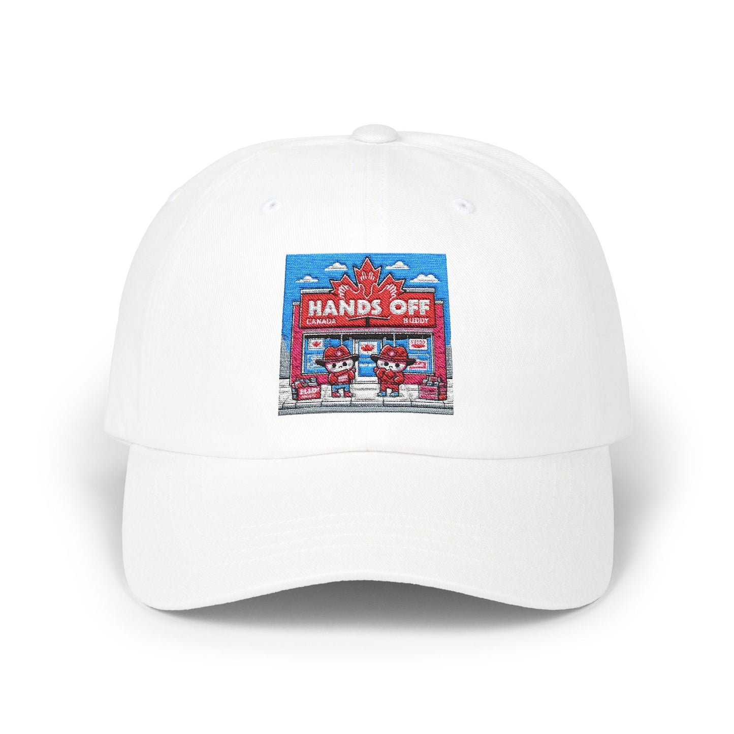 Hands Off Classic Dad Cap - Stylish White Hat for Casual Outings and Dad Gifts