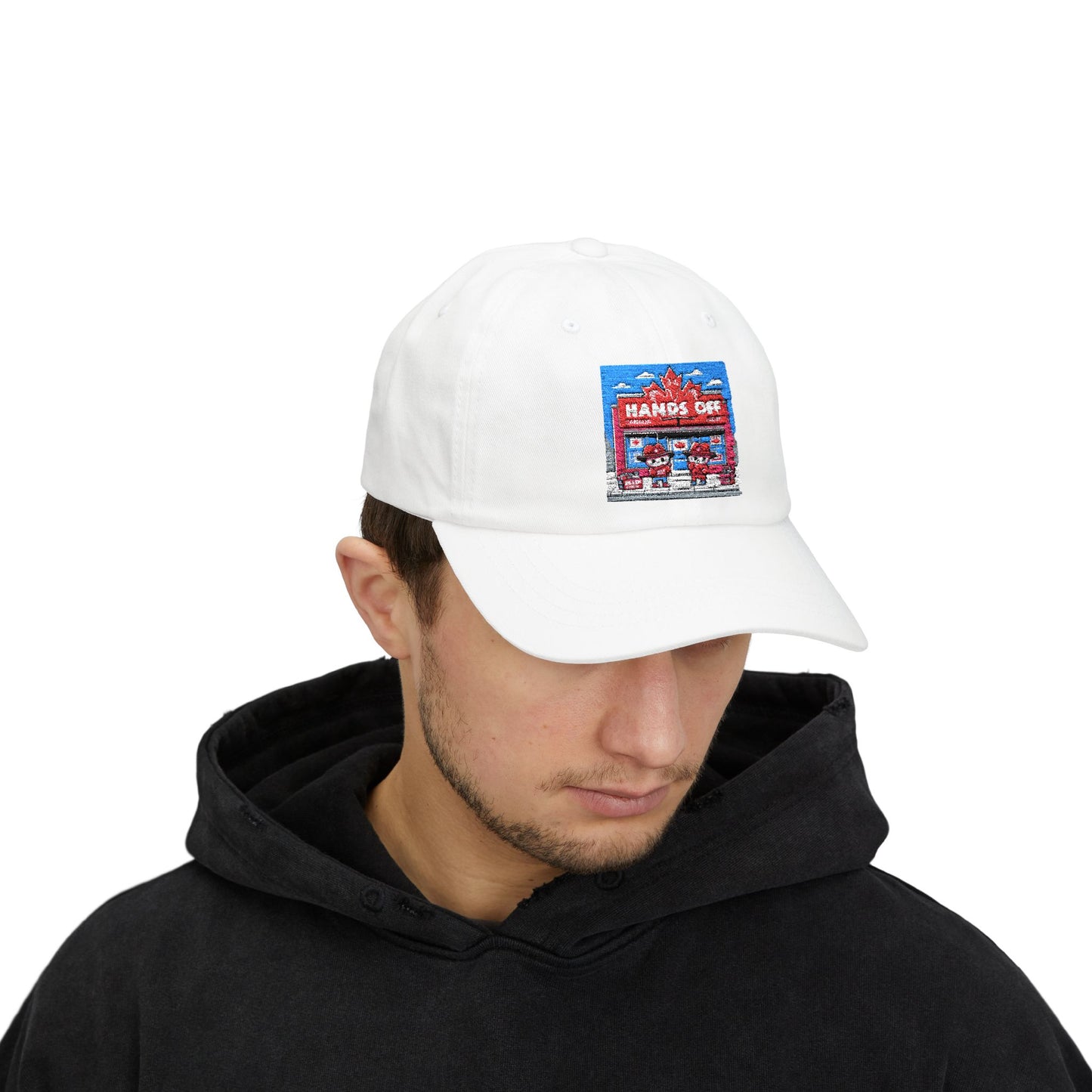 Hands Off Classic Dad Cap - Stylish White Hat for Casual Outings and Dad Gifts